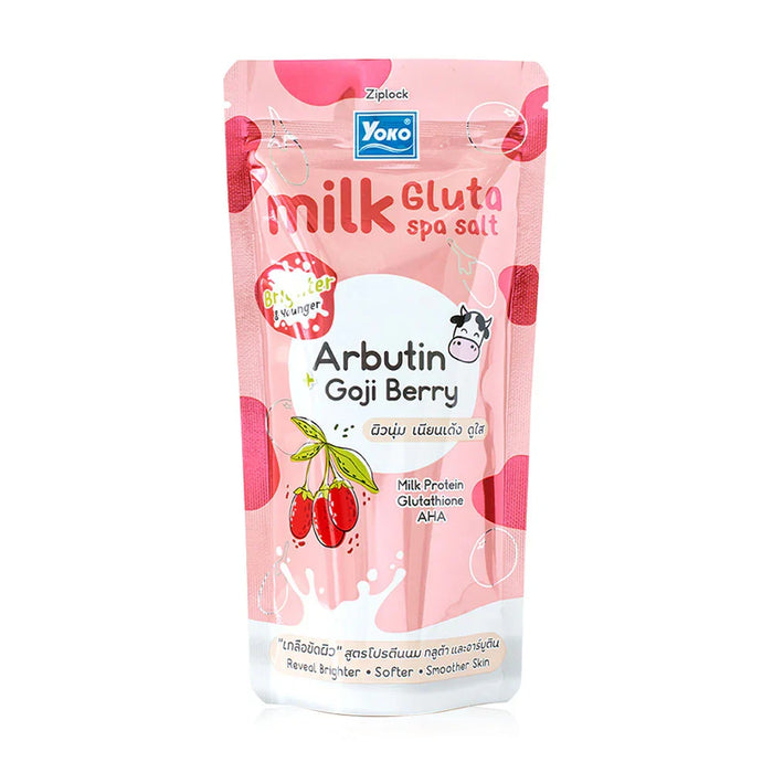 Yoko Milk Gluta Spa Salt Arbutin Goji Berry 300g Spa Salt Scrub