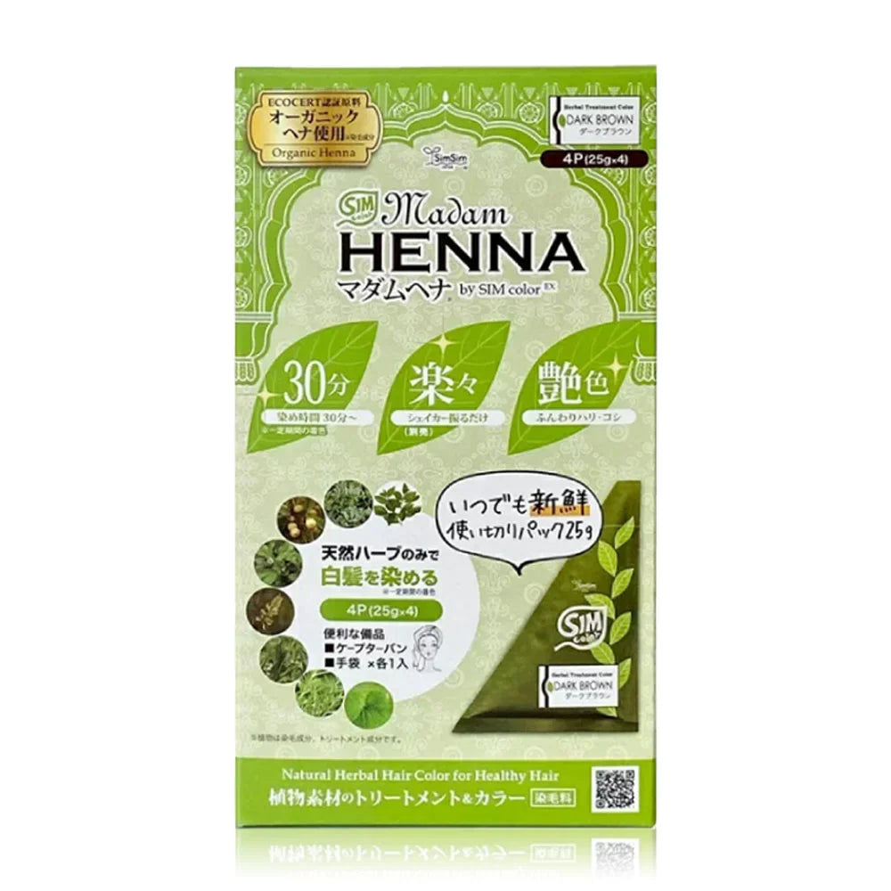MADAM HENNA Herbal Treatment Color [25g x 4pcs] - Dark