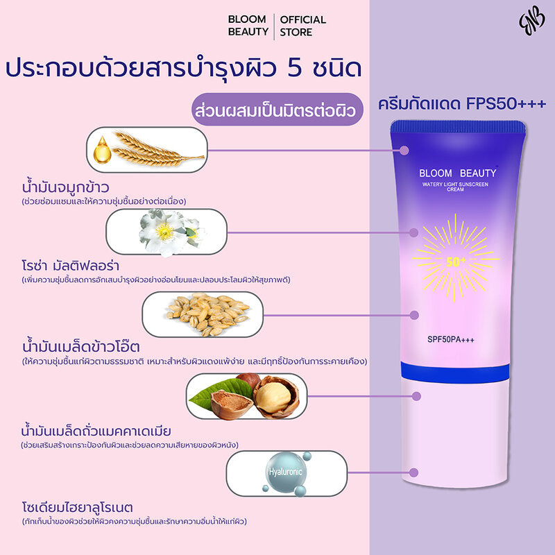 BLOOM BEAUTY Watery Light Sunscreen Cream 50g