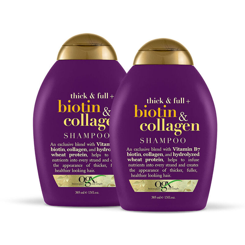 OGX Thick and Full Biotin Collagen Shampoo Volumising 385ml x 2pcs