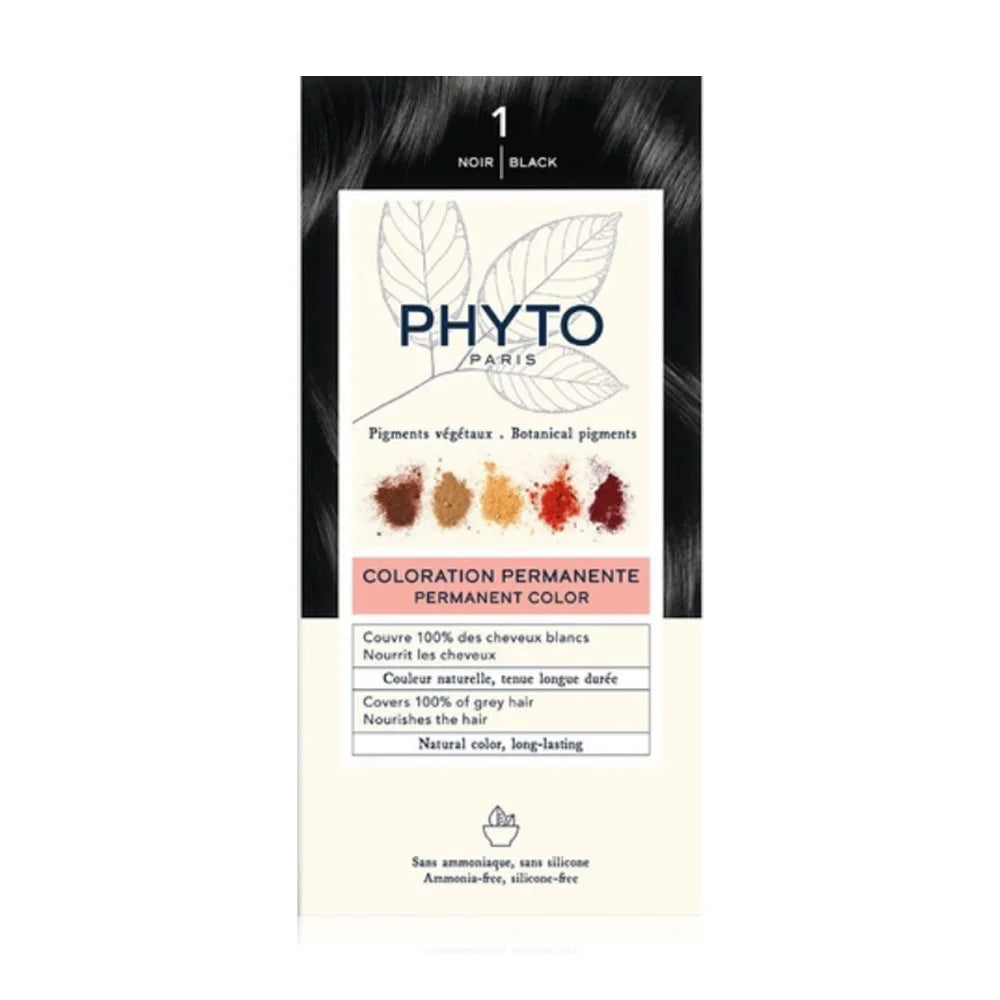 PHYTO Permanent Color Set - #1 Black Hair dye