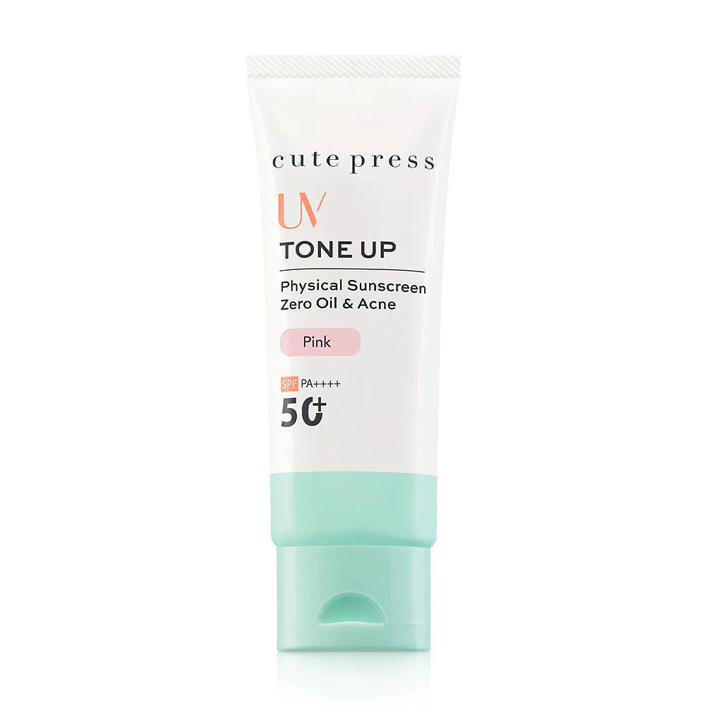 Cute Press Tone Up Zero Oil & Acne Physical Sunscreen SPF50+ PA++++ 30ml - Pink