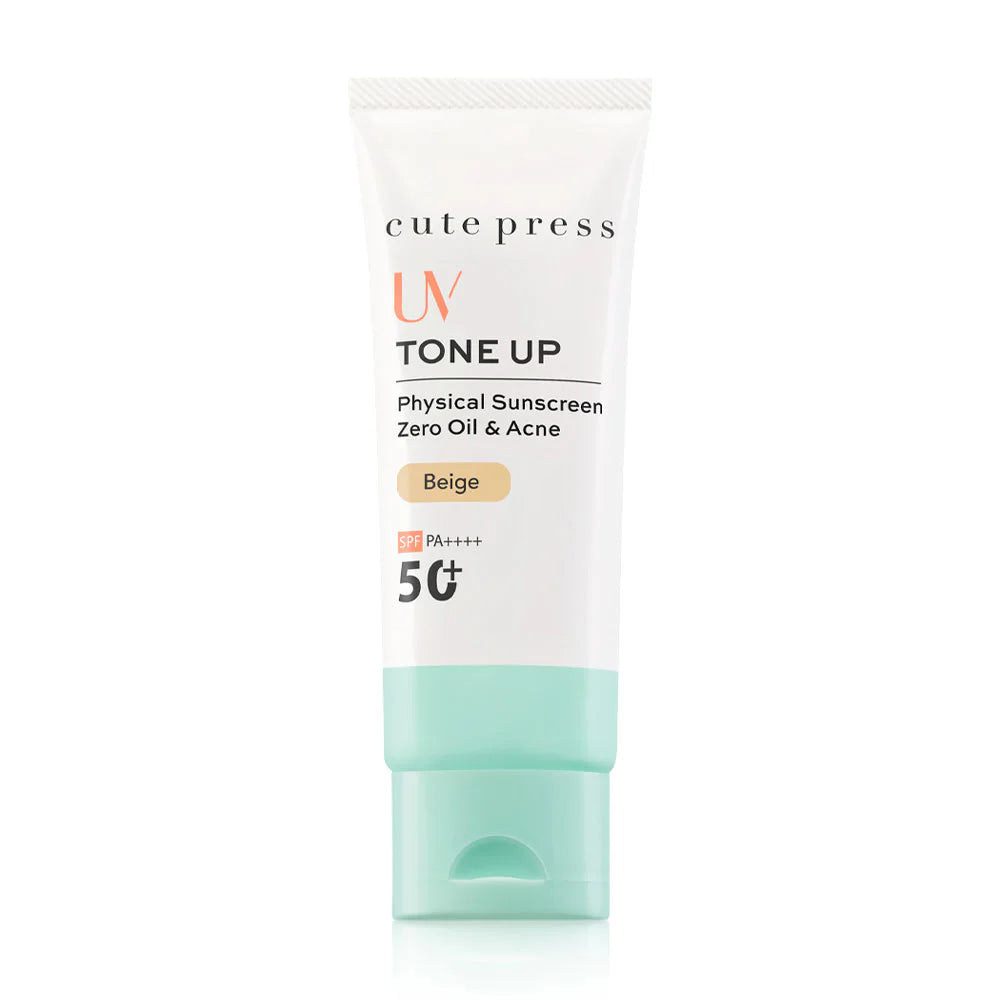 Cute Press Tone Up Zero Oil & Acne Physical Sunscreen SPF50+ PA++++ 30ml - Beige