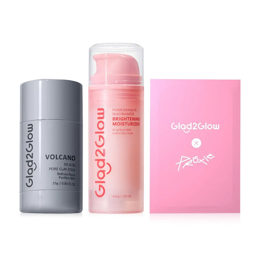 Glad2Glow Set Pomegranate Moisturizer 100g + Volcano Clay Stick 25g + Free Proxie Photo Card 1pc Facial Care Product Set