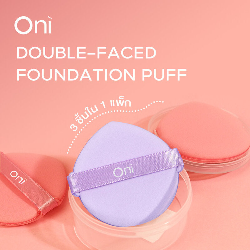 Oni Double-Faced Foundation Puff 3pcs - #Sakura Pink