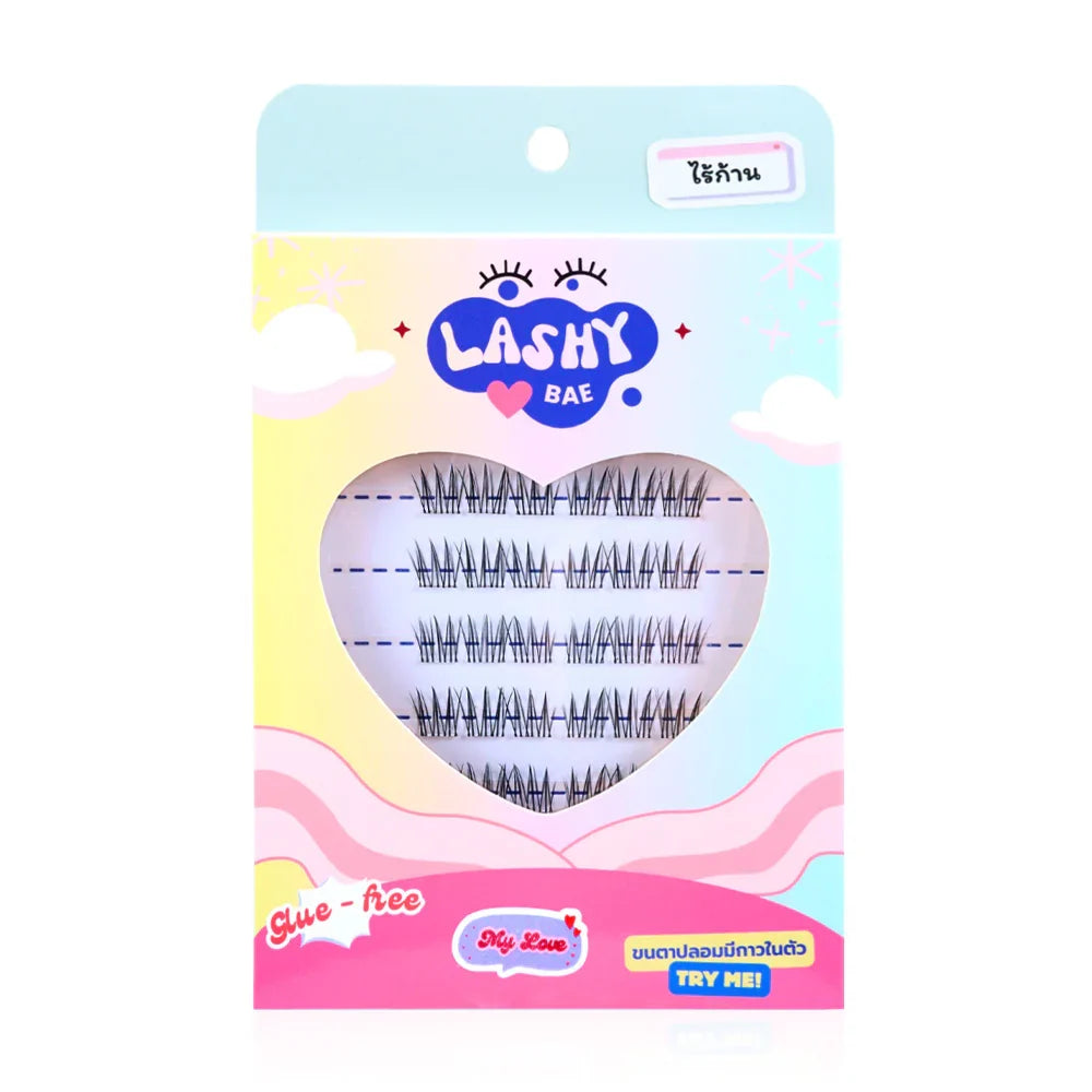 LashybaeLUV Self-Adhesive Eyelashes My Love 48pcs - Clear Glue With No Band