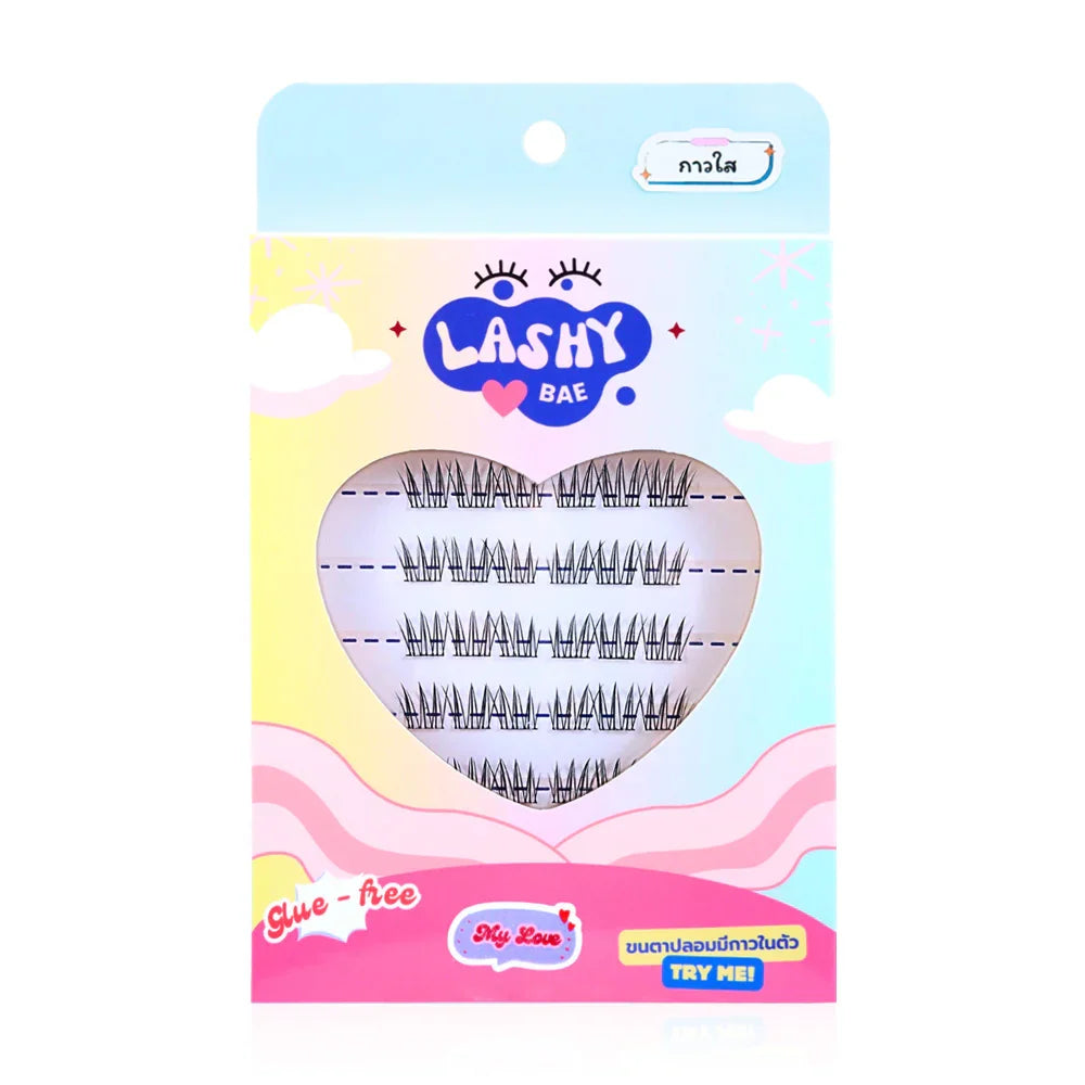 LashybaeLUV Self-Adhesive Eyelashes My Love 48pcs - Clear Glue With Band