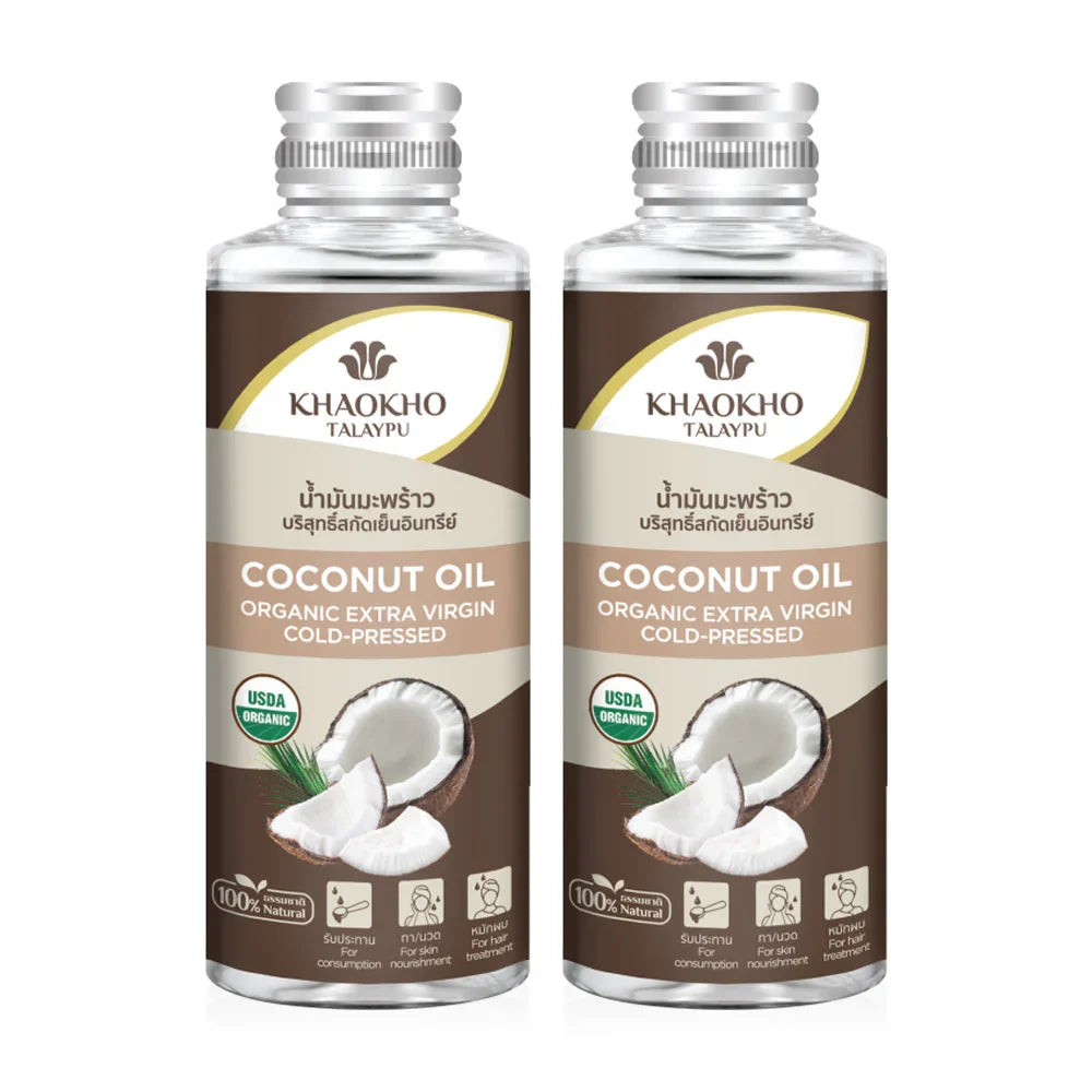 Khaokho Talaypu Pure Oil Coconut Edible Organic Cold-Pressed Pure Coconut Oil 100ml x 2pcs