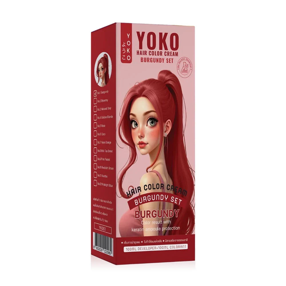 YOKO Hair Color Cream Set 200ml - Burgundy