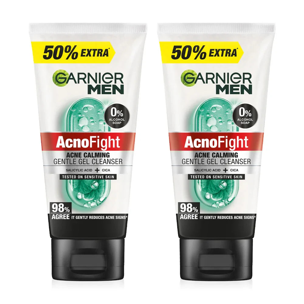 Garnier Men Acnofight Acne Calming Gentle Gel Cleanser 150ml x 2pcs