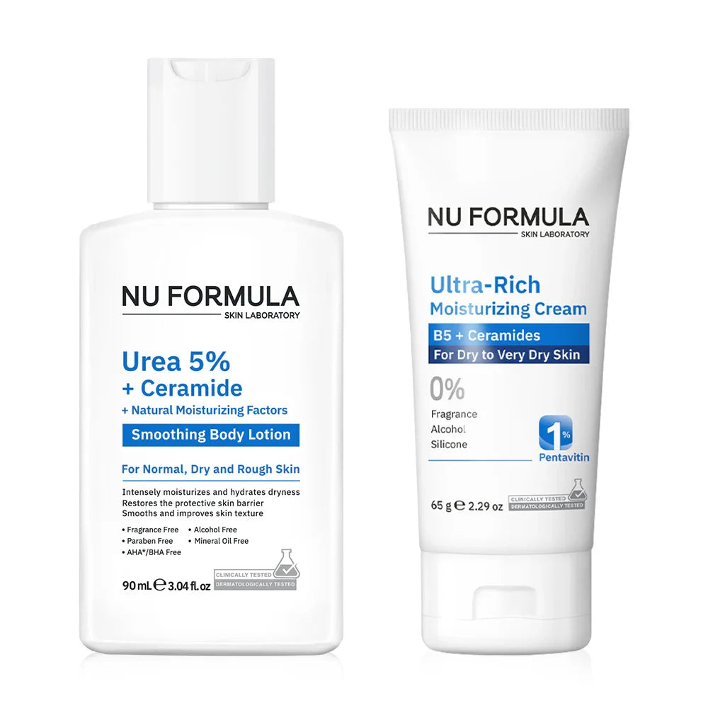 Nu Formula Ultra-Rich Moisturizing Cream B5 + Ceramide 65g + Urea 5% + Body Lotion 90g 2 Items