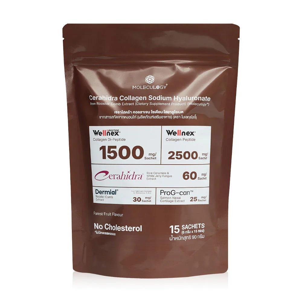 Moleculogy Cerahidra Collagen Sodium Hyaluronate From Rooster Comb Extract [6g x 15 Sachets]