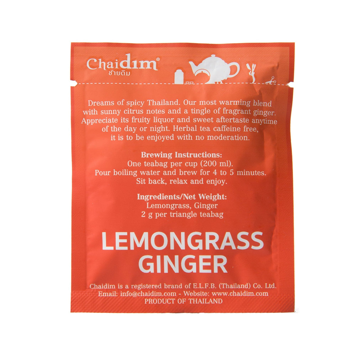 Chaidim Lemongrass Ginger Herbal Tea 10 Teabags