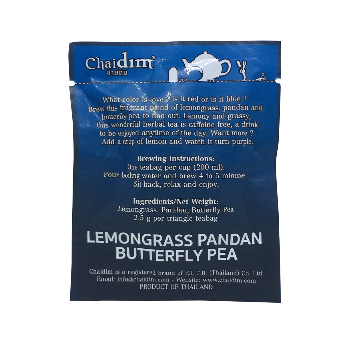 Chaidim Duo Box - Lemongrass Ginger & Lemongrass Pandan Butterfly Pea 2 x 5 Teabags
