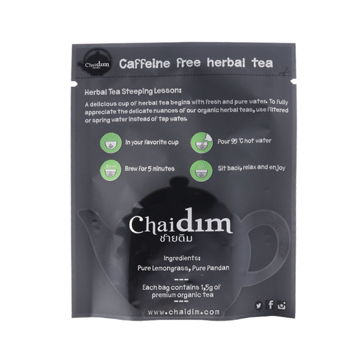 Chaidim Lemongrass Pandan Herbal Tea - Individual Teabag