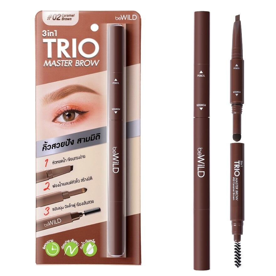 beWiLD 3In1 Trio Master Brow 0.56g #02 Caramel Brown