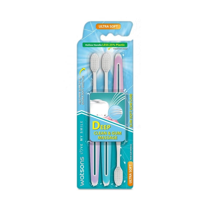 Watsons Slim Soft Gum Care Toothbrush (Ultra Soft) 3pcs