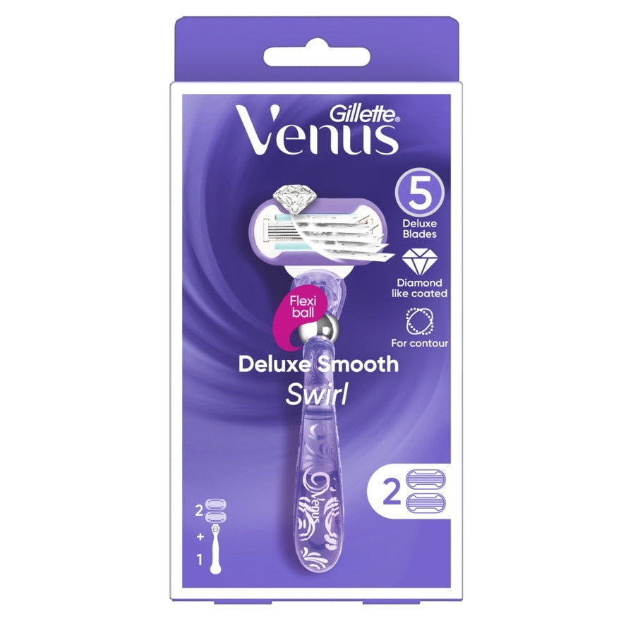 GILLETTE Venus Deluxe Smooth Swirl Razor 1pc+blades 2pcs