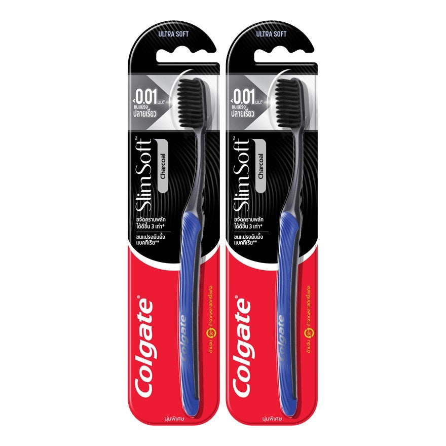 COLGATE Toothbrush Slim Soft Charcoal 1pc Twin Pack