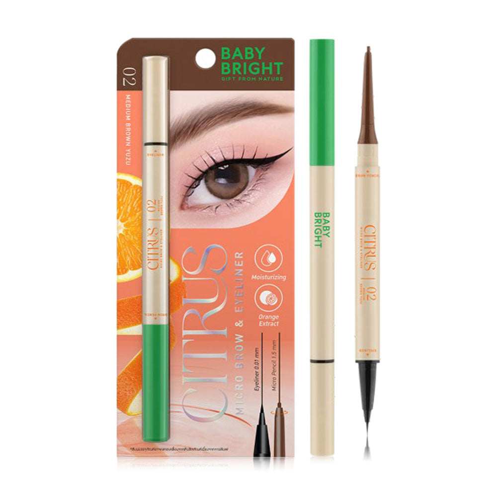 Baby Bright Citrus Micro Brow & Eyeliner 0.06g + 0.3ml - #02 Medium Brown Yuzu