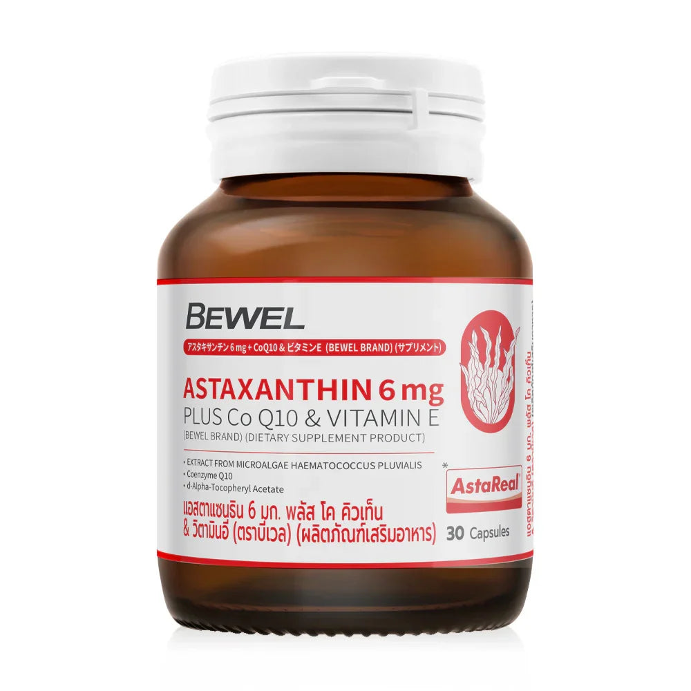 BEWEL Astaxanthin 6 Mg Plus Co-Q10 & Vitamin-E 30 Capsules