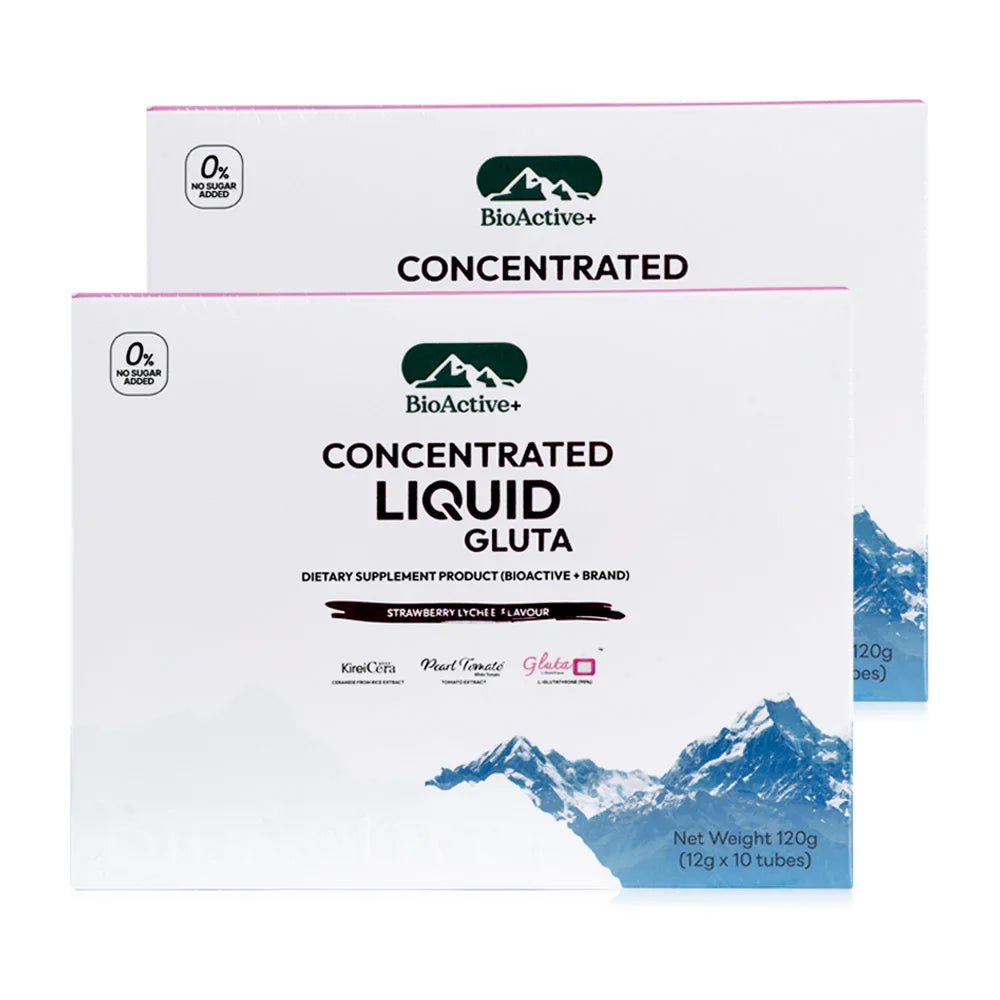 Bioactive+ Concentrated Liquid Gluta Strawberry Lychee Flavour 10 Tubes x 2 Boxes