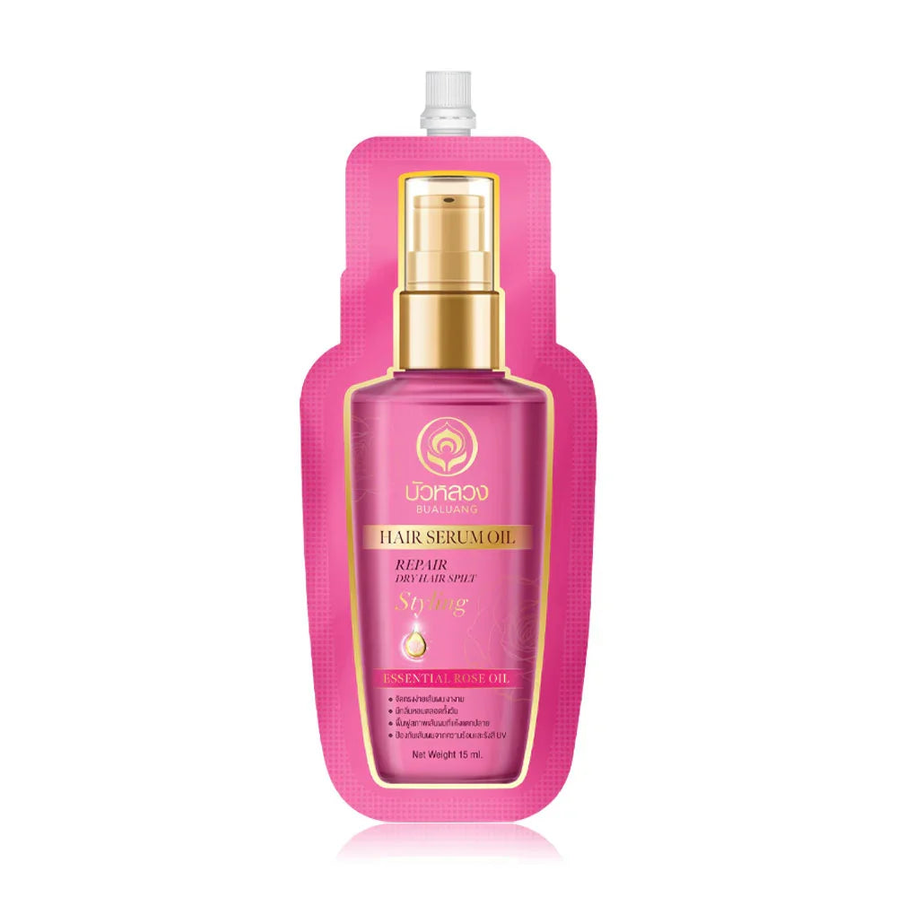 Bualuang Hair Serum Oil Repair Dry Hair & Spilt Ends Essential Rose Oil 15ml