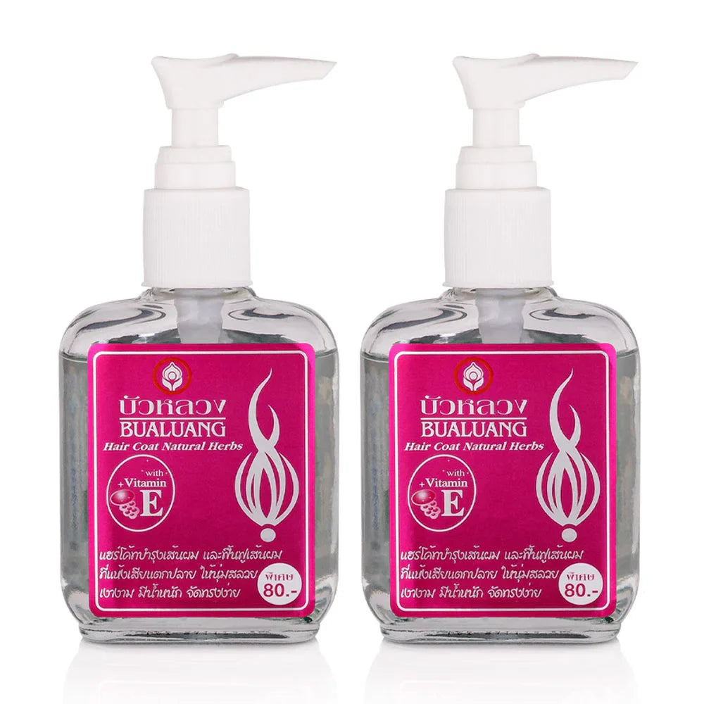 Bualuang Silky Natural Herbs Vitamin E+ Pink Flora Hair Serum 85ml x 2pcs