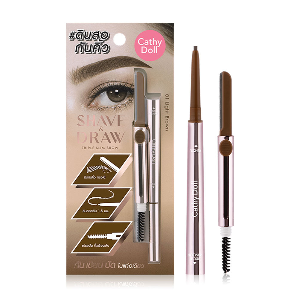 Cathy Doll Shave & Draw Triple Slim Brow 0.08g - #01 Light Brown