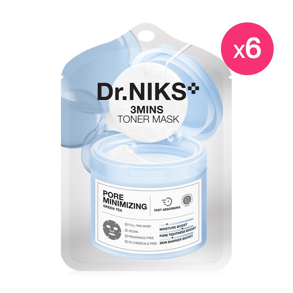 Dr.NIKS 3 Mins Toner Mask Pore Minimizing [20ml x 6pcs]