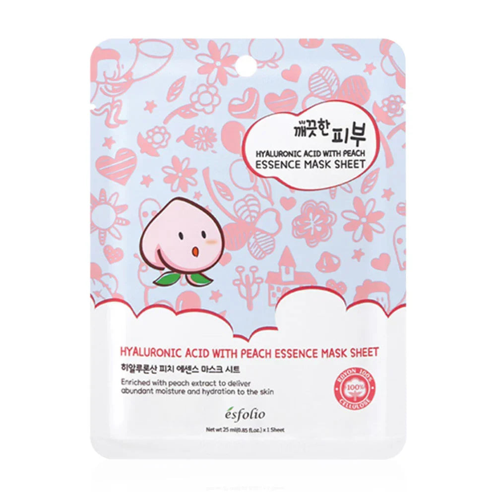Esfolio Pure Skin Hyaluronic Acid With Peach Essence Mask Sheet 25ml