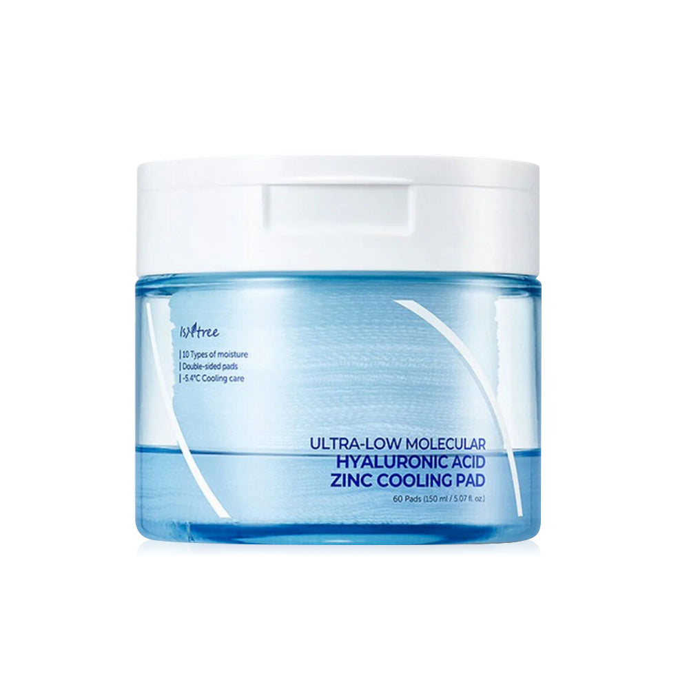 ISNTREE Ultra-low Molecular Weight Hyaluronic Acid Zinc Cooling Pad 150ml #60 Pads