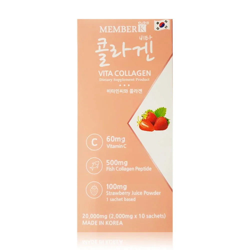 MEMBERK Vita Collagen Dietary Supplement 2g x 10 Sachets Strawberry Flavor