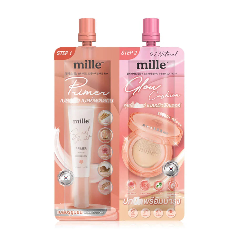 Mille 2in1 Bright Primer & Perfect Glow Cushion 8g - #02 Natural