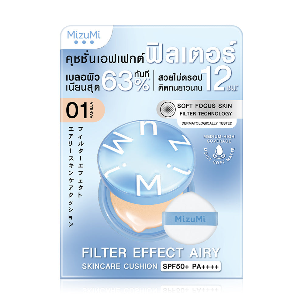 MizuMi Filter Effect Airy Skincare Cushion SPF50+ PA++++ 15g - #01 Vanilla