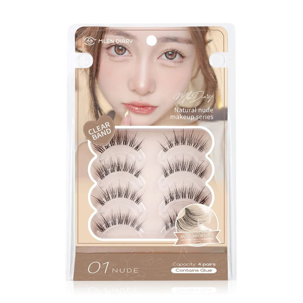 MLEN DIARY Strips Lashes Naked Makeup Series Eyelashes 4 Pairs - #01 Nude