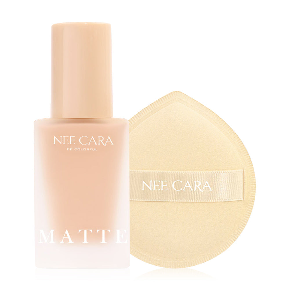 NEE CARA Matte Control Foundation 30g - #110 & Soft Puff Foundation Set