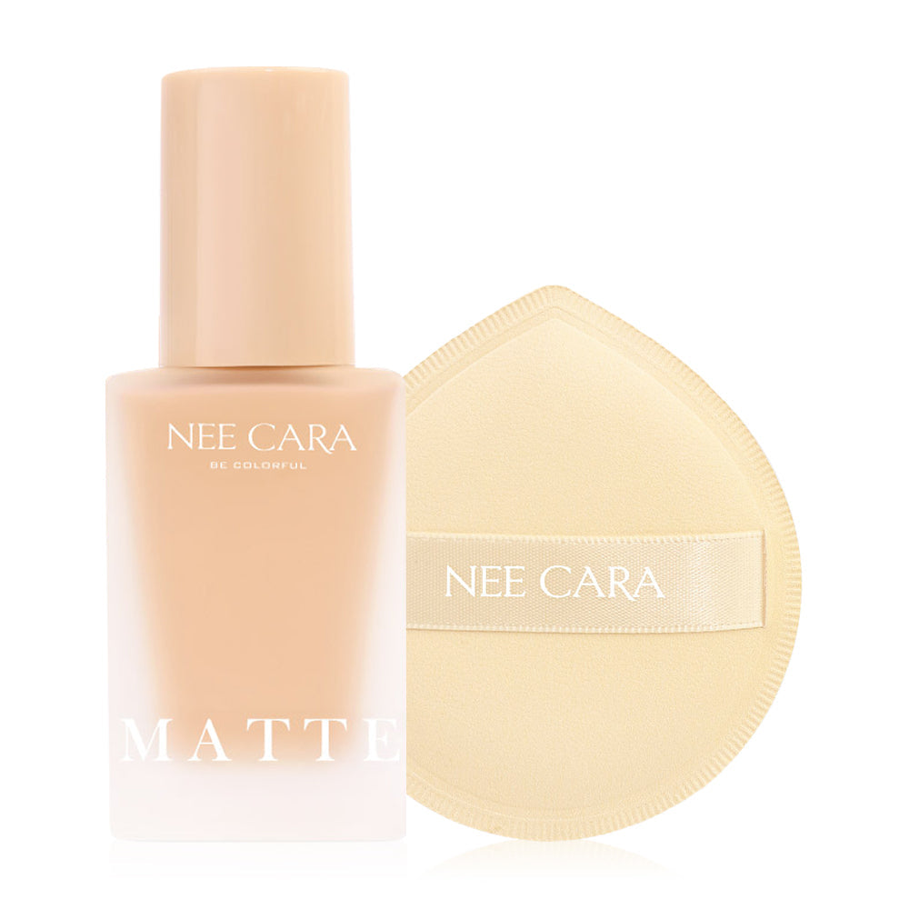 NEE CARA Matte Control Foundation 30g - #120 & Soft Puff Foundation Set