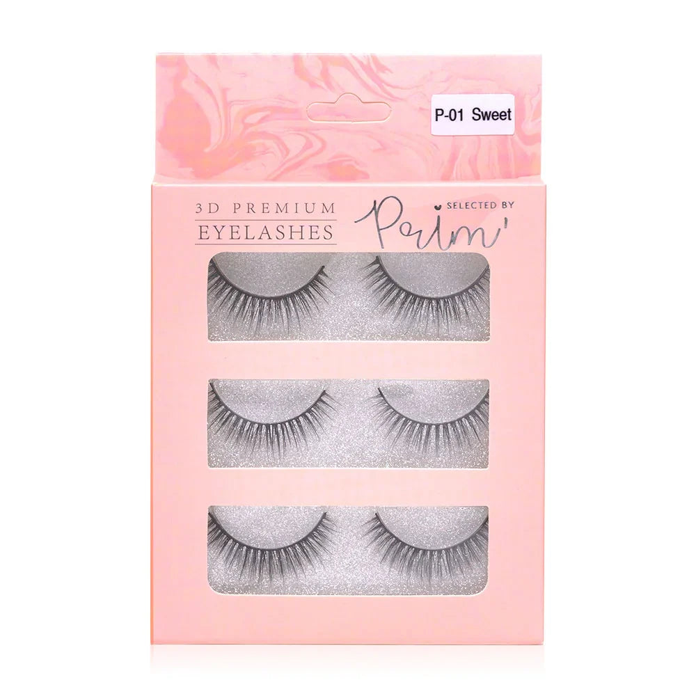 Selected by Prim' 3D Premium Eyelashes 3 Pairs - #P-01 SWEET Selected