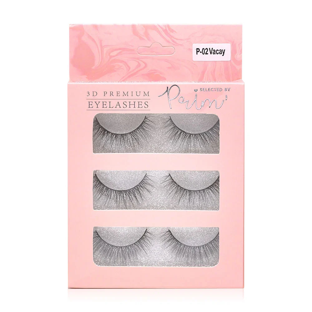 Selected by Prim' 3D Premium Eyelashes 3 Pairs - #P-02 Vacay Cr