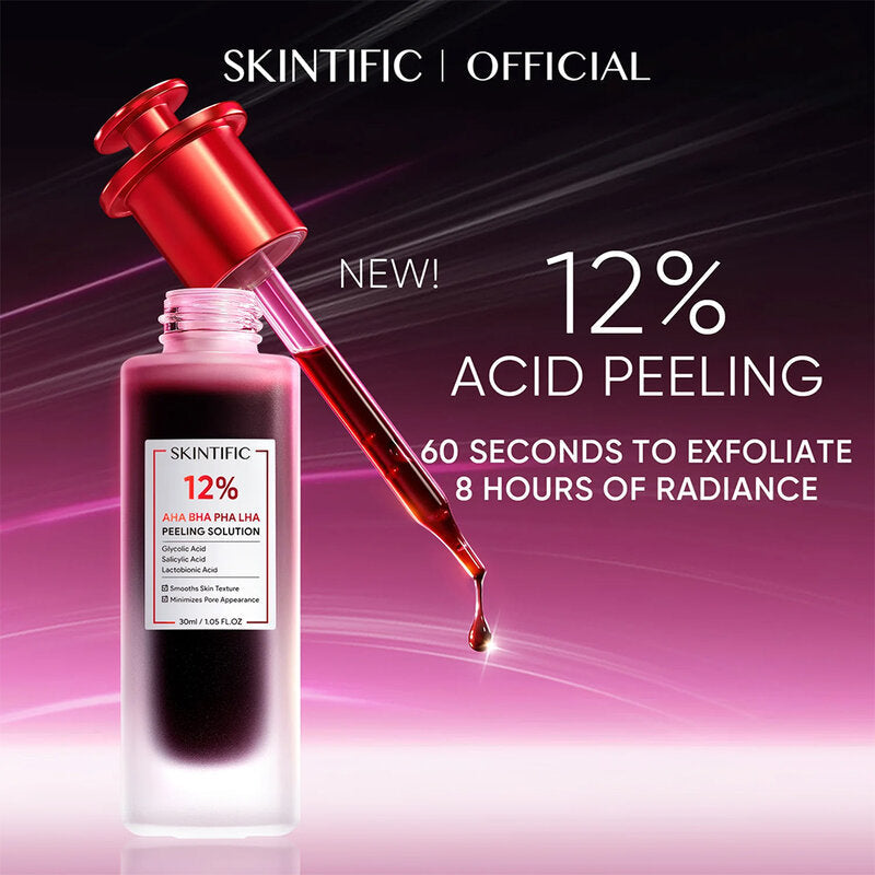 SKINTIFIC AHA BHA PHA LHA Peeling Solution Facial Serum 30ml