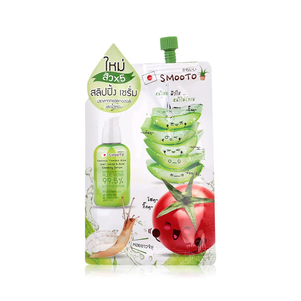 Smooto Tomato Aloe Snail White & Acne Sleeping Serum 10ml